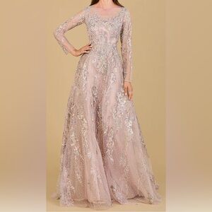LARA Elegant Pink and Silver Wedding Dress